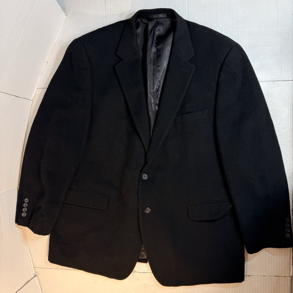 Chaps Men's 46R Black 100% Camel Hair Blazer Sport Coat Classic 2-Button Classic